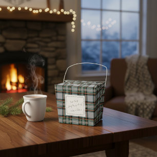 Ballotins Boîte à faveurs à tartan avec note personnalisée d