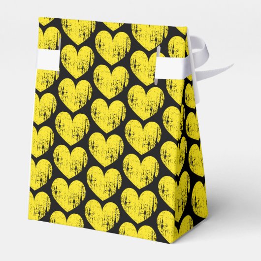 Ballotins Boîte à motif de mariage à coeur noir et jaune (Arrière)