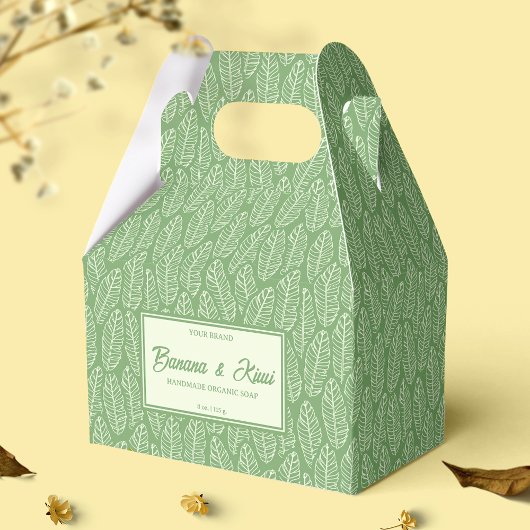 Ballotins Boîte à savon vert Feuille tropicale Emballage de