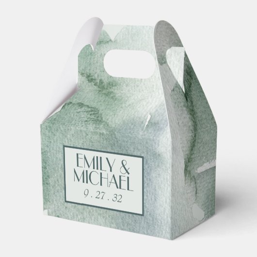 Ballotins Boîte Abstraite moderne Sage Green Moss WatercoloF (Arrière)