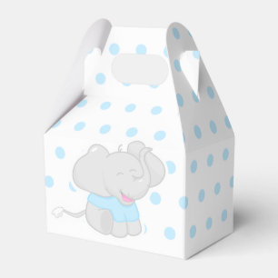 Ballotins Boîte Bleue Douce avec Baby shower Eléphant