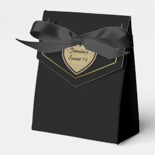 Ballotins Boîte cadeau Black and Gold Sweet 16 Favor