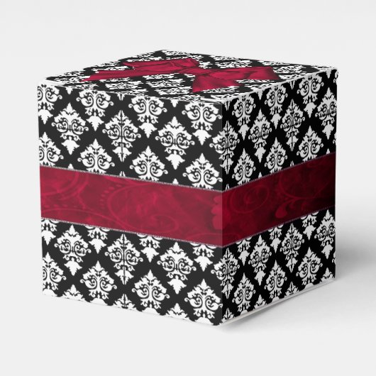 Ballotins Boîte cadeau chic en noir et blanc Mariage damassé (Verso)