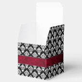 Ballotins Boîte cadeau chic en noir et blanc Mariage damassé (Ouvert)
