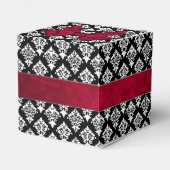 Ballotins Boîte cadeau chic en noir et blanc Mariage damassé (Arrière)