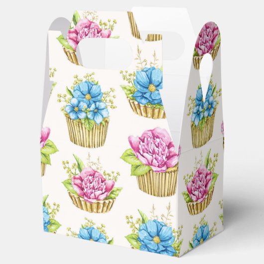 Ballotins Boîte Cadeau de Cupcakes Floraux (Ouvert)