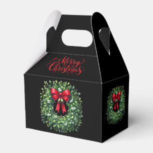 Ballotins Boîte-cadeau de faveur de couronne de Noël joyeux