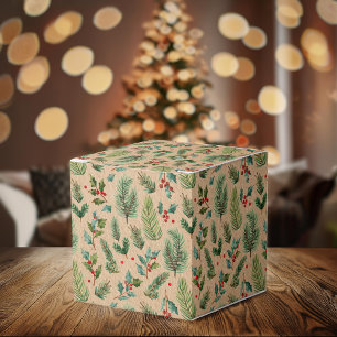 Ballotins Boîte cadeau de Noël Rustique Kraft Floral