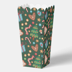 Ballotins Boîte Cadeau Favori Popcorn Motif Noël Vert