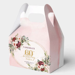 Ballotins Boîte Cadeau Fleurie Chic Boho Rouge Profond pour