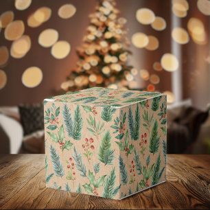 Ballotins Boîte cadeau Noël Rustique Kraft Floral