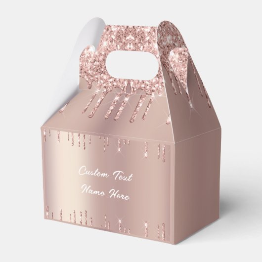 Ballotins Boîte cadeau rose Parties scintillant or avec nom  (Verso)