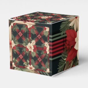 Ballotins Boîte Cadeau Rouge & Gris Plaid Cube Favoriser