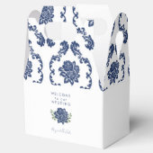 Ballotins Boîte de bienvenue de mariage en damas marine (Ouvert)