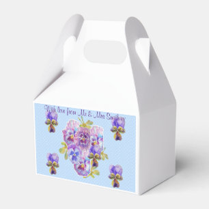Ballotins Boîte de bonbons de mariage florale à pois Pansy b