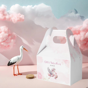 Ballotins Boîte de cadeau de Baby Shower Pink Stork et Cloud