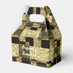 Ballotins Boîte de cadeau de fête chic à carreaux pailletés