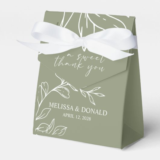 Ballotins Boîte de cadeau de fleurs Boho vert sauge (Verso)