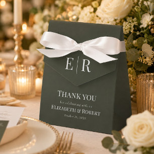 Ballotins Boîte de cadeau de mariage à monogramme en olive f