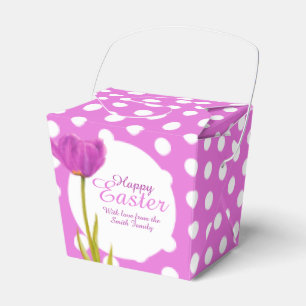 Ballotins Boîte de cadeaux à pois en tulipes violettes de Pâ
