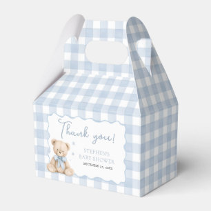 Ballotins Boîte de faveur à carreaux bleus Ourson