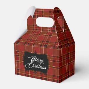 Ballotins Boîte de faveur à carreaux rouge de Noël