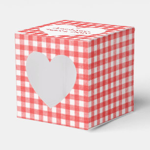 Ballotins Boîte de faveur à carreaux rouges et blancs avec c