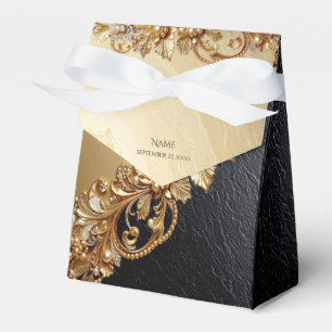 Ballotins Boîte de faveur à embellissements floraux dorés