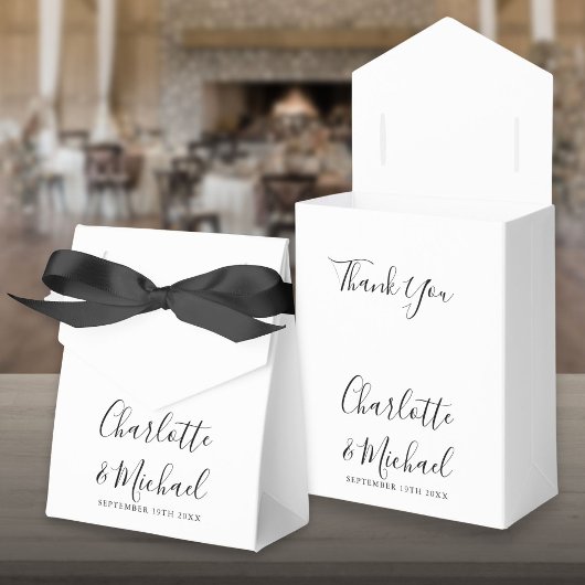 Ballotins Boîte De Faveur Chic Noir Et Blanc Script Mariage