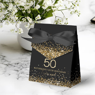 Ballotins Boîte de Faveur d'Anniversaire 50 ans Diamants Or 