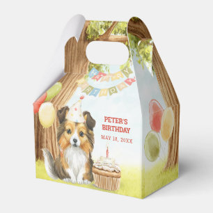 Ballotins Boîte de faveur d'anniversaire de chien Sheltie mi