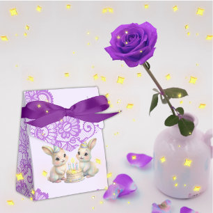 Ballotins Boîte de faveur d'anniversaire de jumeaux lapins p