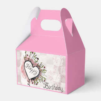 Ballotins Boîte de Faveur d'Anniversaire Rose avec Design Fl