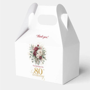 Ballotins Boîte de Faveur de 80e Anniversaire Burgundy Blush