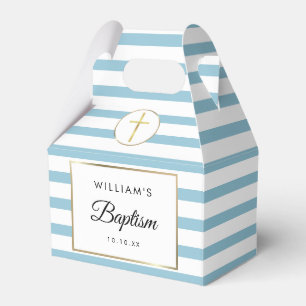 Ballotins Boîte de faveur de baptême rayée bleue mignonne