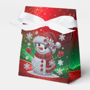 Ballotins Boîte de Faveur de Bonhomme de Neige Strass