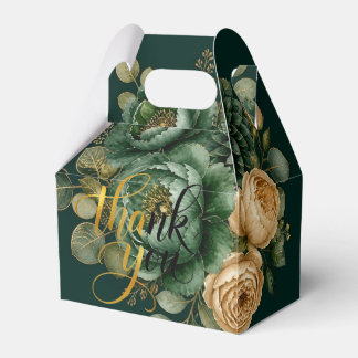 Ballotins Boîte de faveur de bouquet floral vert émeraude et