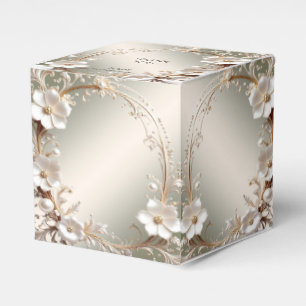 Ballotins Boîte de faveur de cadre floral blanc orné