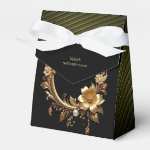 Ballotins Boîte de faveur de cadre orné de fleurs dorées