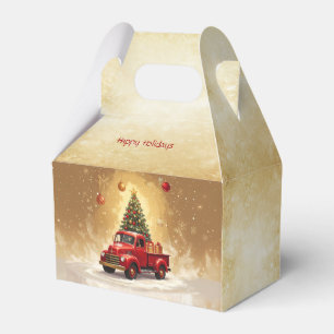 Ballotins Boîte de faveur de camion rouge vintage avec arbre
