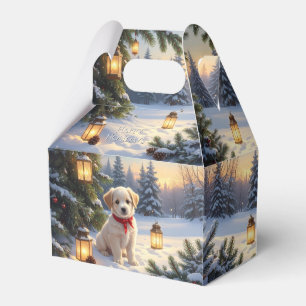 Ballotins Boîte de faveur de chiot mignon dans la neige