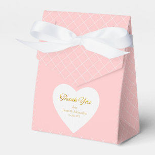 Ballotins Boîte de faveur de cœur rose avec écriture dorée d