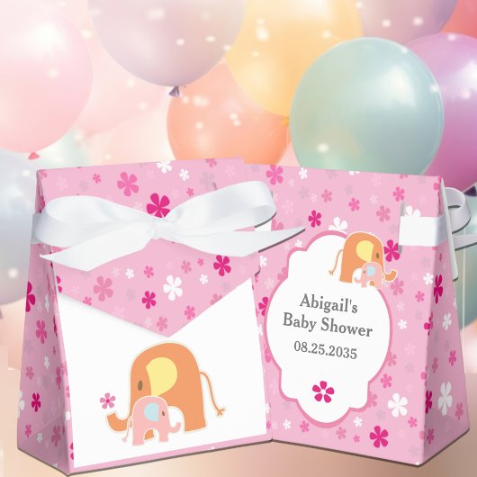 Ballotins Boîte de Faveur de Douche d'Éléphant Bébé Fille