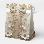 Ballotins Boîte de Faveur de Fleurs Blanches Modernes Perles (Arrière)