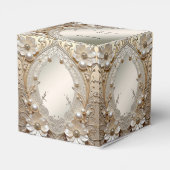 Ballotins Boîte de Faveur de Fleurs Blanches Modernes Perles (Arrière)