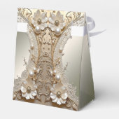 Ballotins Boîte de Faveur de Fleurs Blanches Modernes Perles (Arrière)