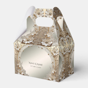 Ballotins Boîte de faveur de fleurs blanches modernes Perles