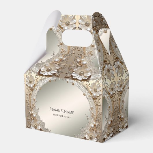 Ballotins Boîte de faveur de fleurs blanches modernes Perles (Verso)