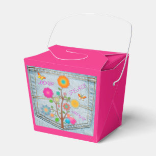 Ballotins Boîte de faveur de fleurs de poche en denim Paix A