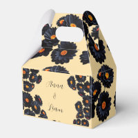 Boîte de faveur de fleurs en velours noir